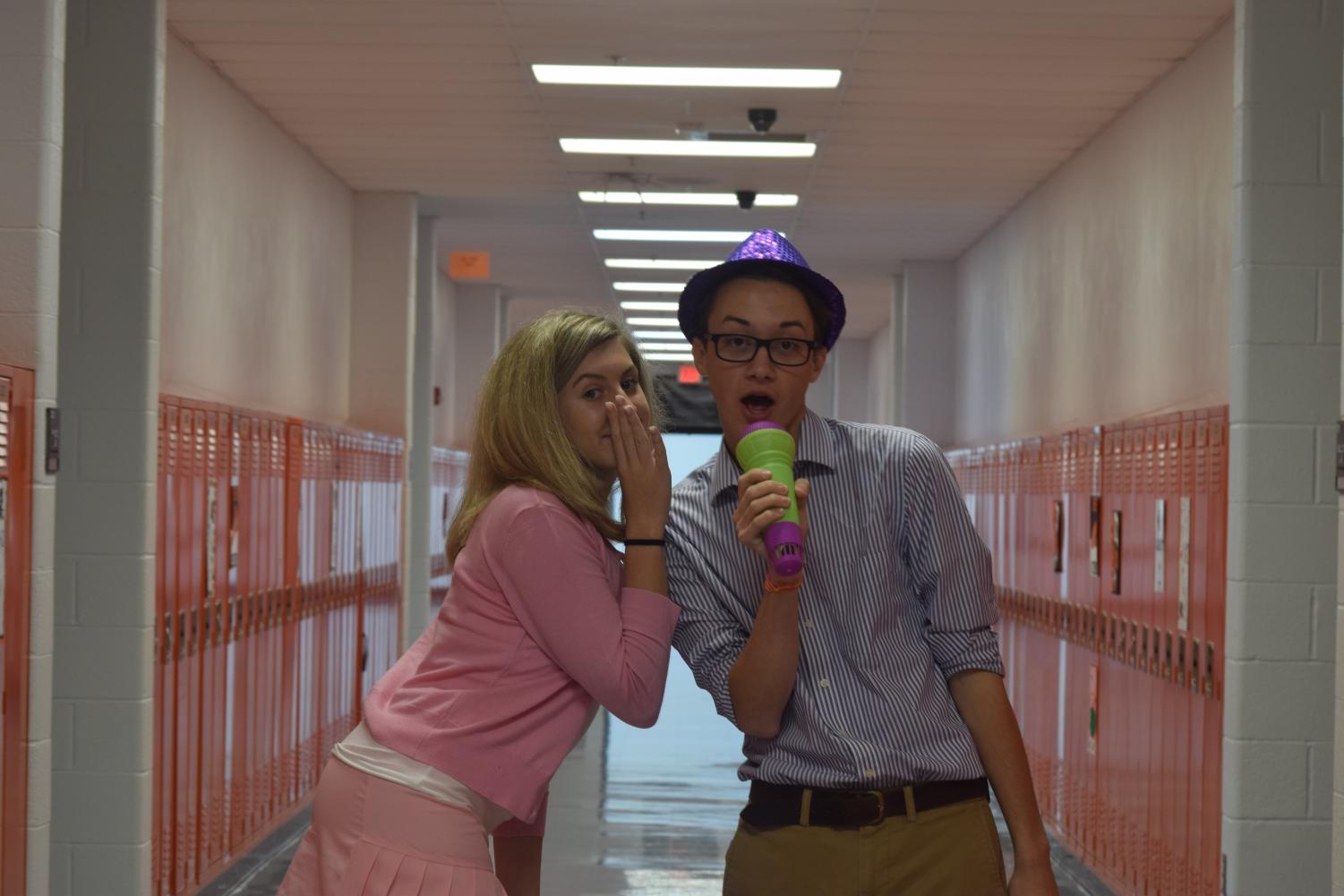 DJ Mcinturff (12), aka Ryan Evans from High School Musical, and Olyvia England (10), aka Regina George, pose together for a quick picture.