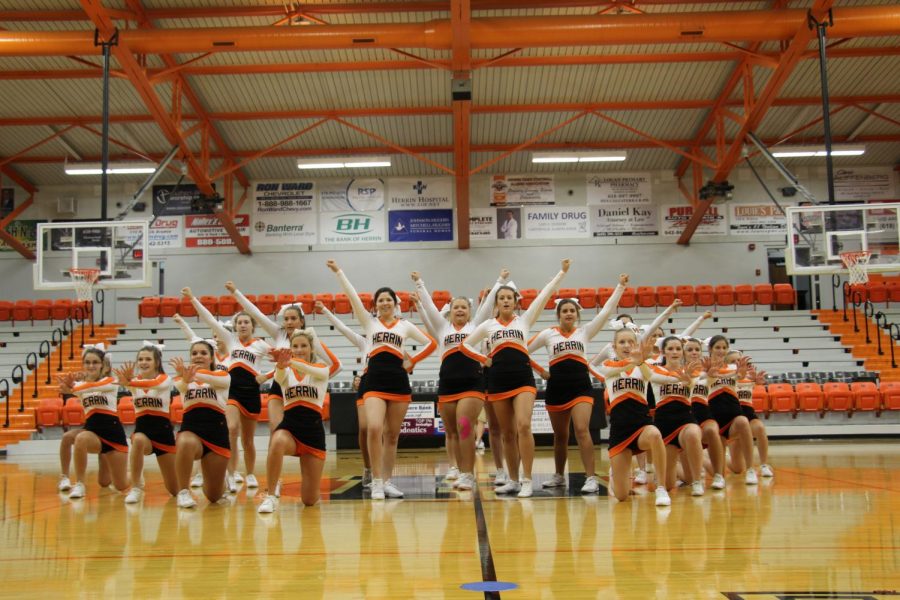 Cheerleaders start the 1st day pep rally with a powerful force to get the energy up!