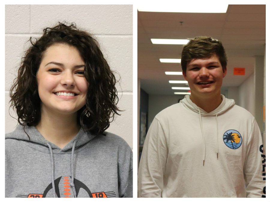 The November students of the month, Kagney Zimmer (12) and Mitchell Brandon (10).