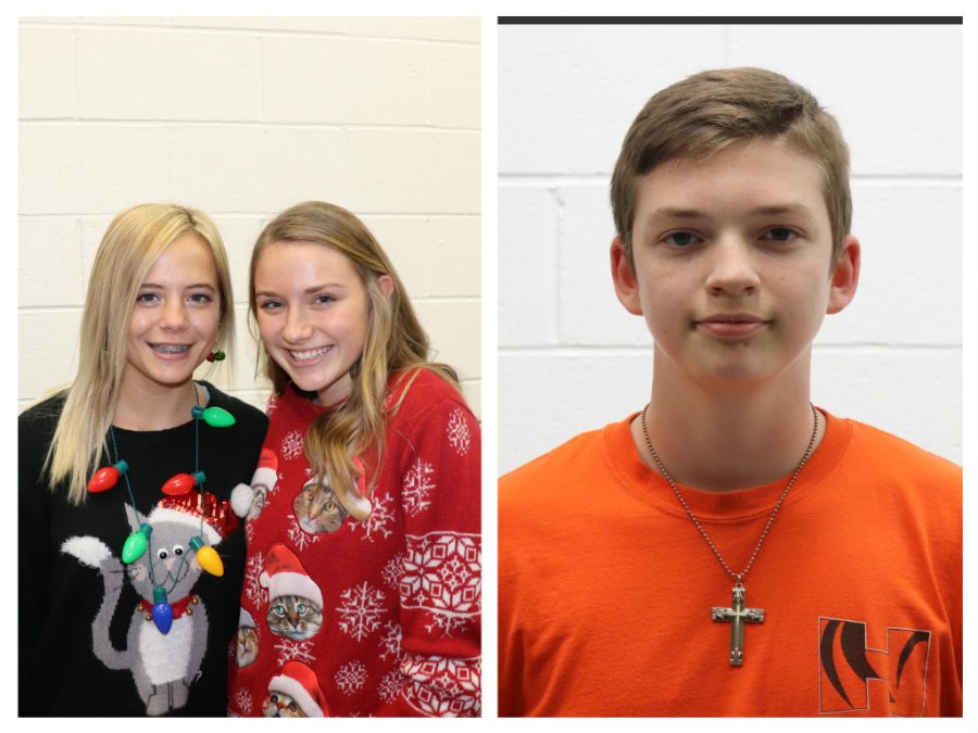 The December Athletes of the Month are Bryndle Burks (12), Kelby Weber (10), and Tyler Dunfee (11).
