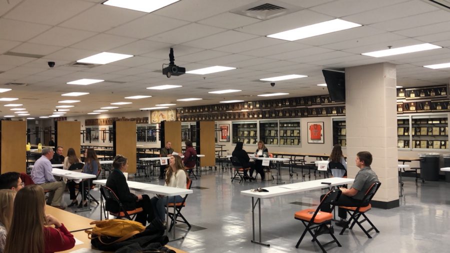 FBLA members speak with some of the business leaders of Herrin during the interviews.