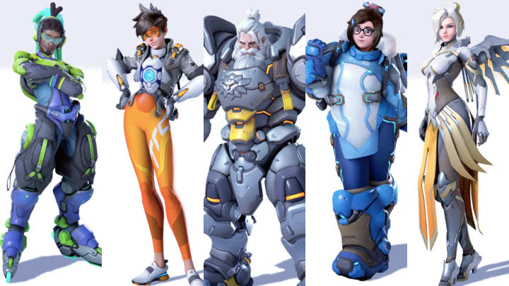 Redesigned+Characters+L_R_+Lucio%2C+Tracer%2C+Reinhardt%2C+Mei%2C+and+Mercy.