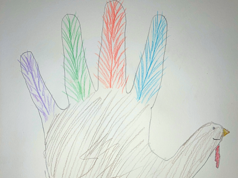 Daniel Greeleys (10) beautiful hand turkey steals the spotlight.