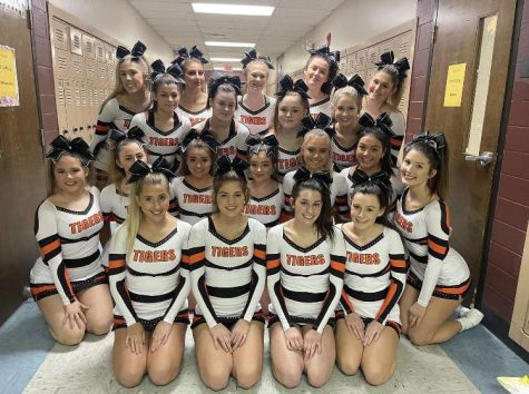 The Herrin Tiger Cheerleaders pose for a photo after the IHSA Cheer Sectional.
