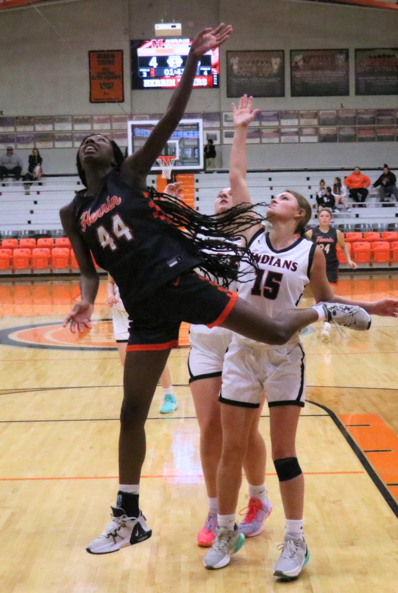 Janiya Harrison (12) does everything to score some points during the Herrin Invitational last week.