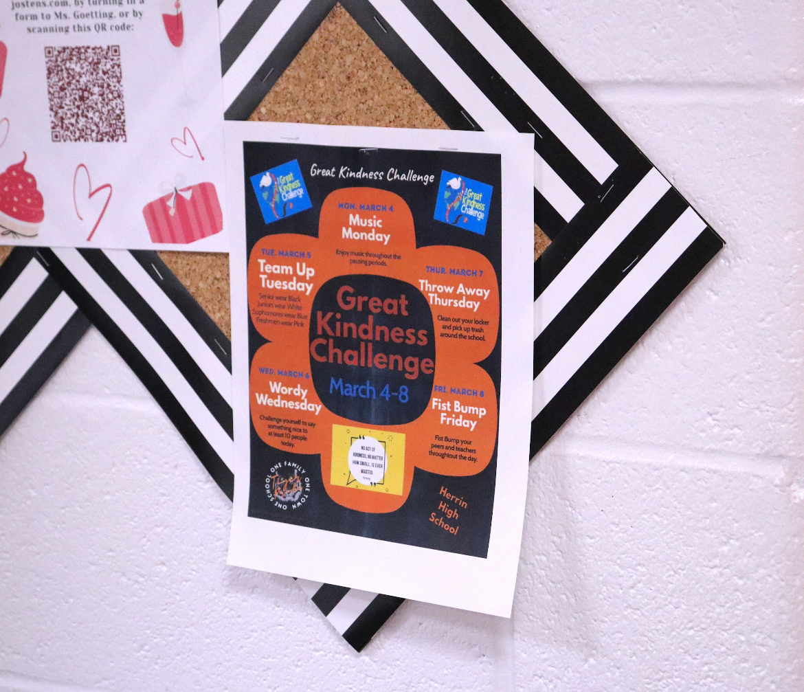 Posters were placed all around school before The Great Kindness Challenge to bring awareness before the spirit week.