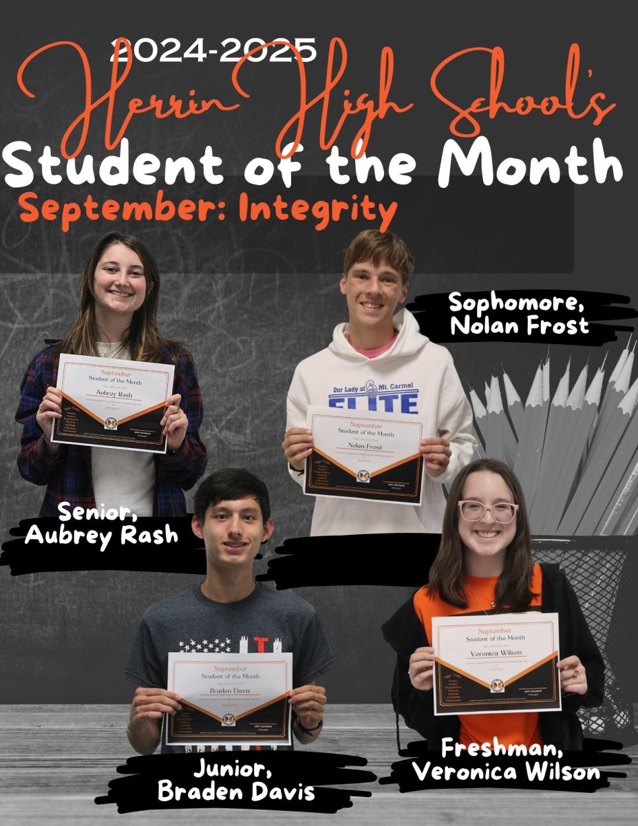 The four winners of Student of the Month for September.