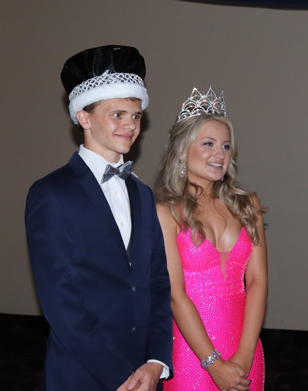 Juniors Sam Jolliff and Ava Goetting after being crowned the 2025 Prom King and Queen.