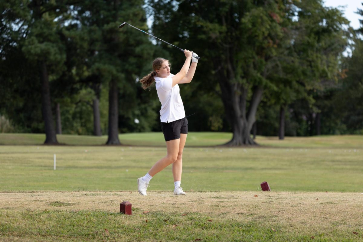 Senior Gracie Craft tees off and drives the ball far