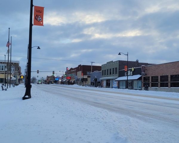 An image of the emptiness of downtown Herrin as Winter Storm Fern impacted the area