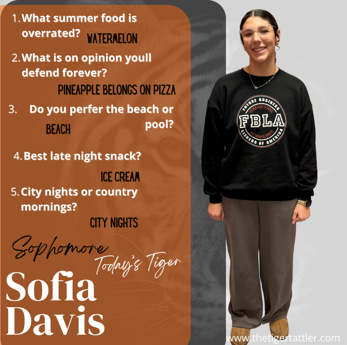 Today's Tiger: Junior- Sofia Davis