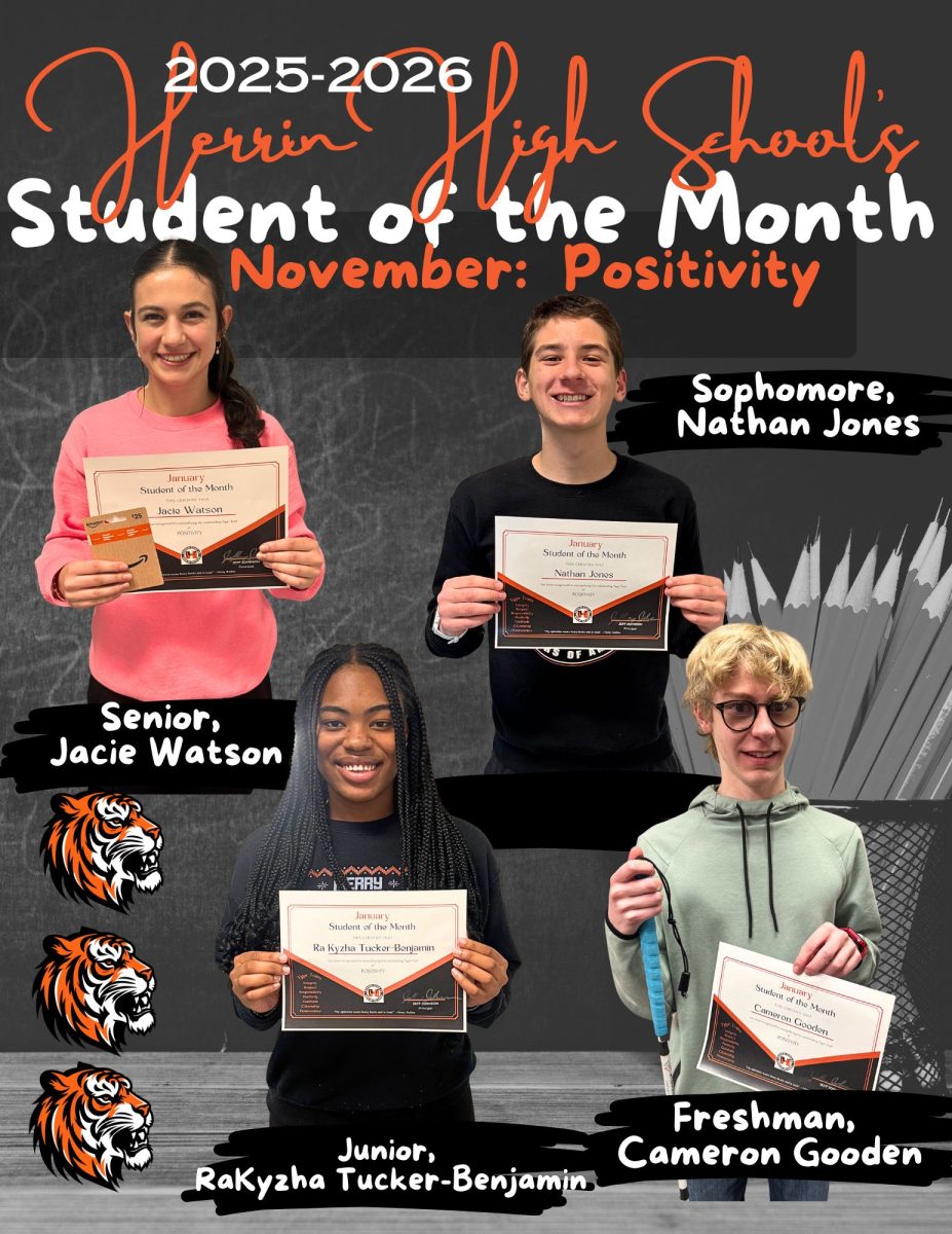 The students who won the award for January were Jacie Watson (12), RaKyzha Tucker-Benjamin (11), Nathan Jones (10), and Cameron Gooden (9)