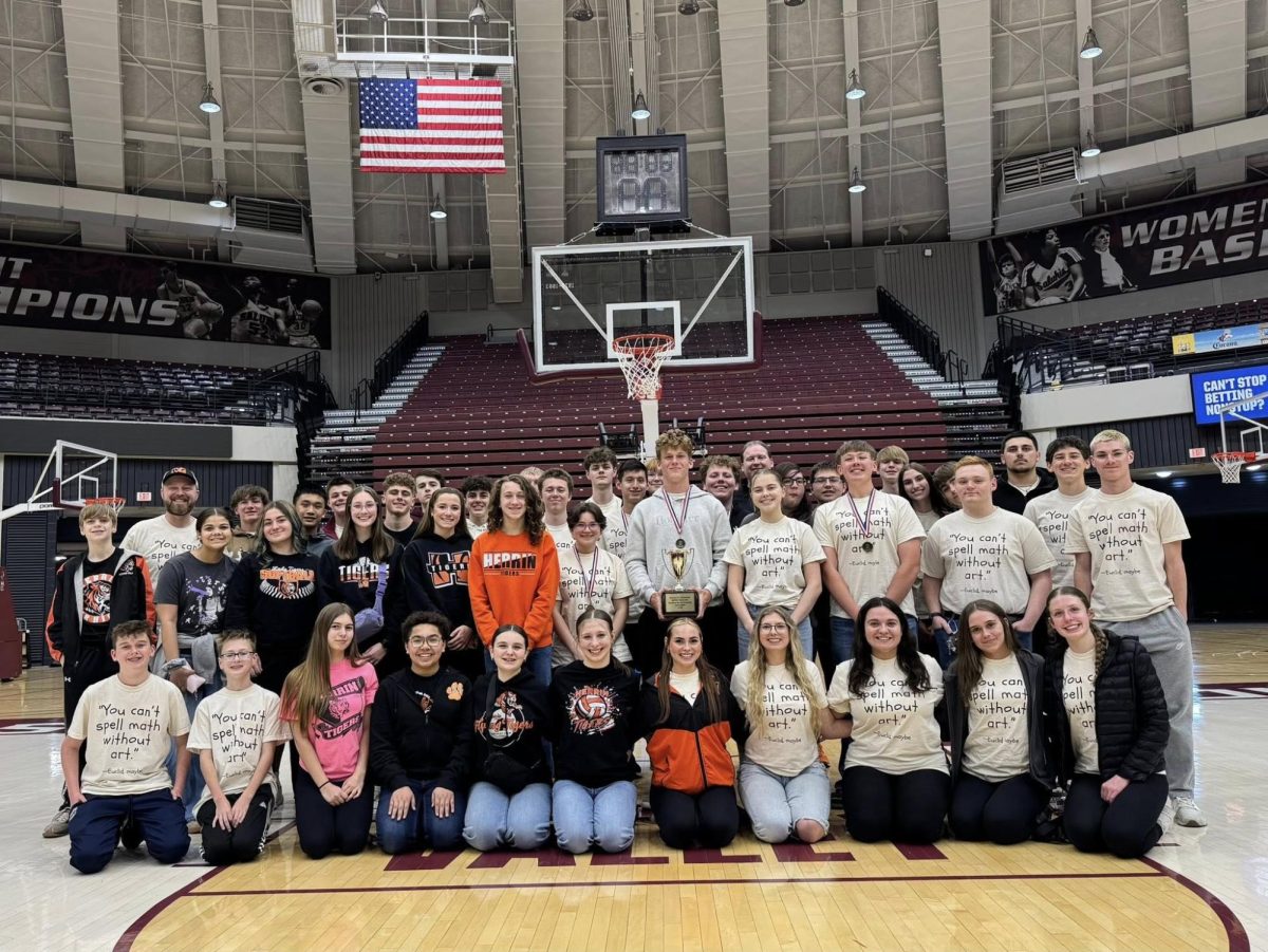 The math team poses with the trophy